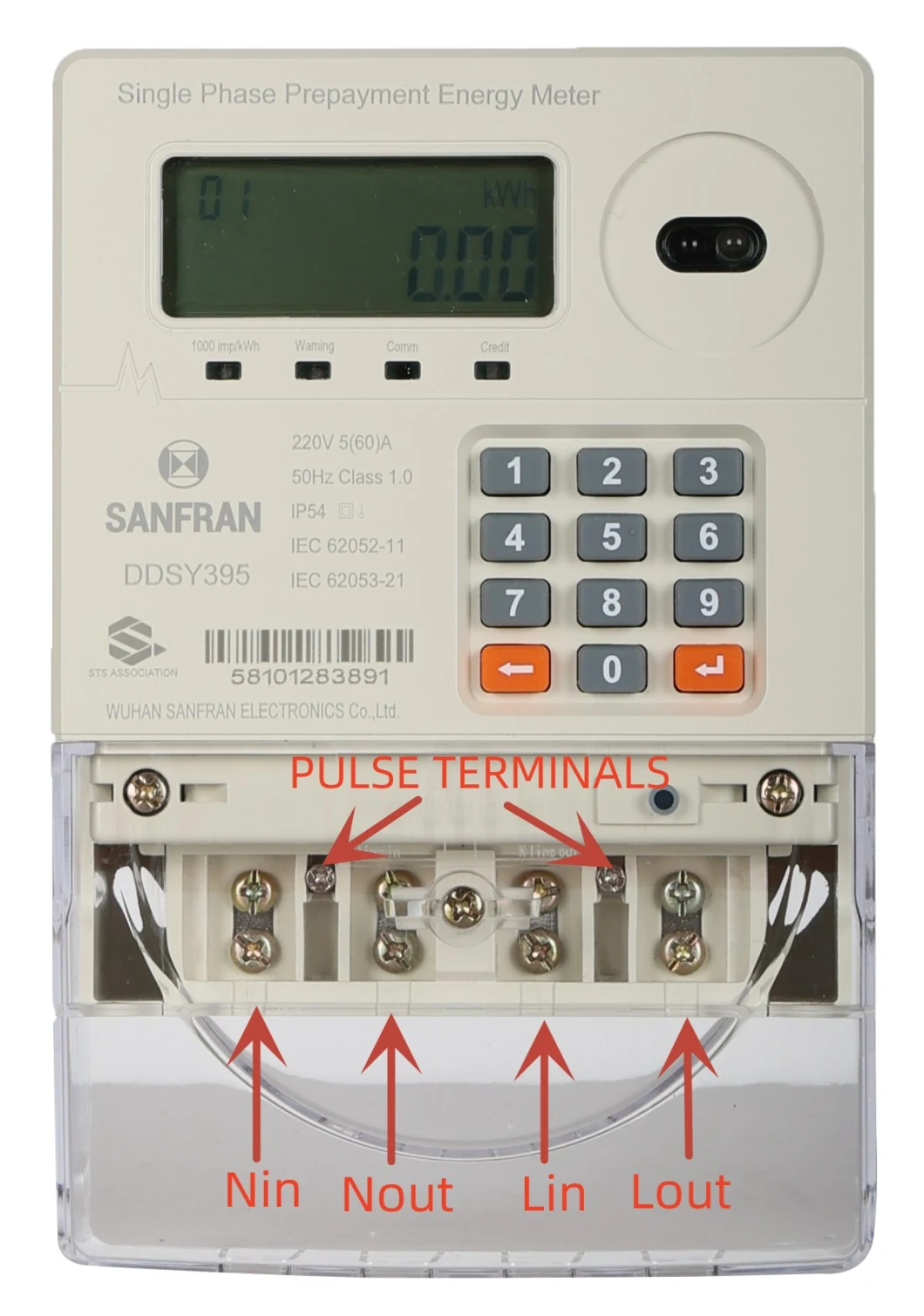 Single Phase Sts Keypad Prepayment Electric Meter