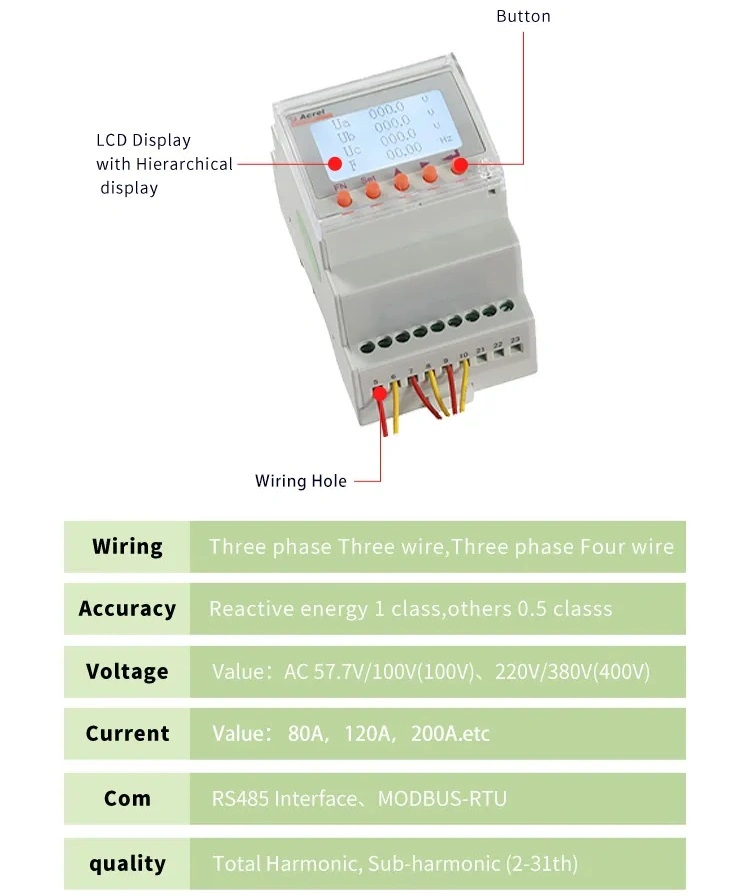 Acrel ACR10r Single Phase &amp; Three Phase PV Solar Inverter Energy Meter for Solar Energy Storage System