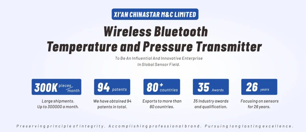 CS-Iwpt301 Wireless Temperature and Pressure Sensor 1%F. S Bluetooth 4.2 IP65 0~400kpa...100MPa 8~30VDC 3.6VDC