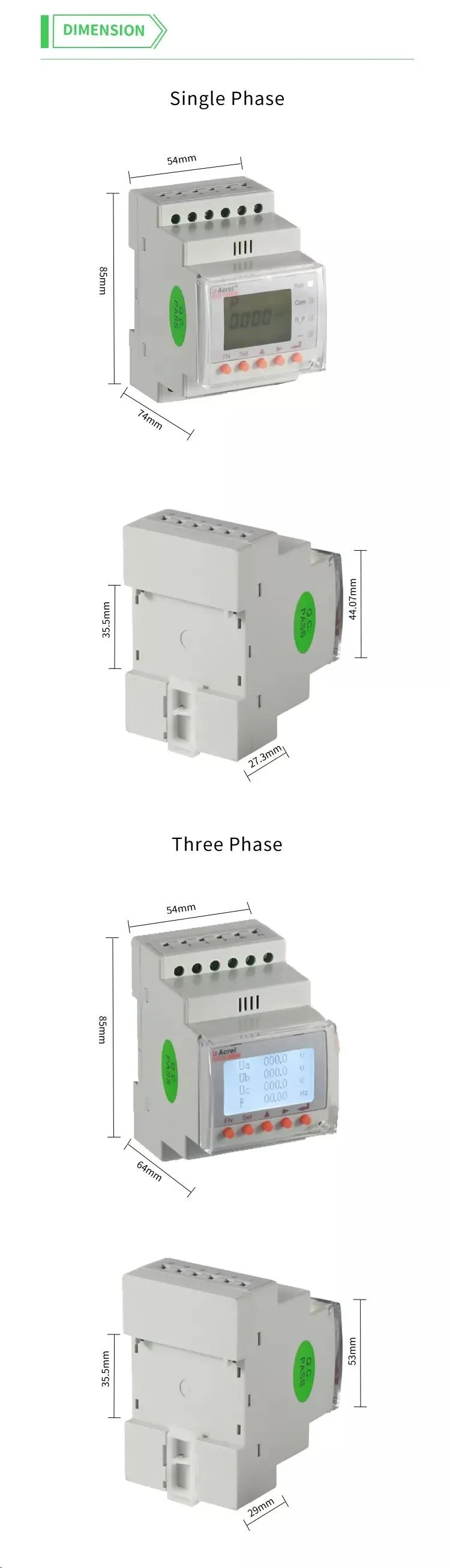 ACR10rh-Dxxte Single Phase Harmonic Guide Rail Installation PV/Solar Inverter Energy Meter