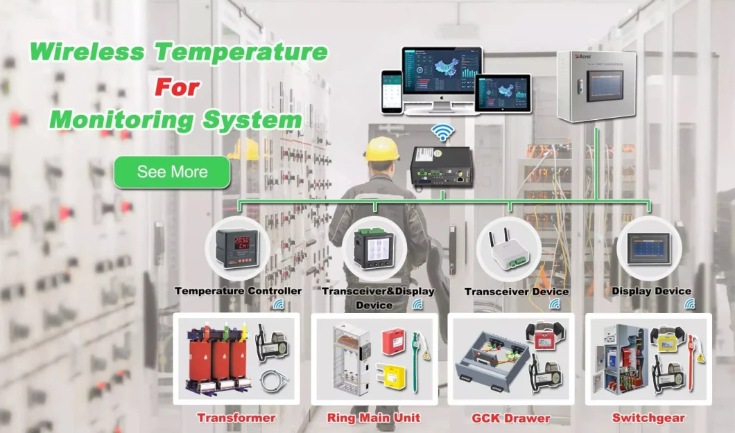 Acrel Artm-Pn Wireless Temperature Monitor with LCD Display and RS485 and Alarm Replay out for Cable
