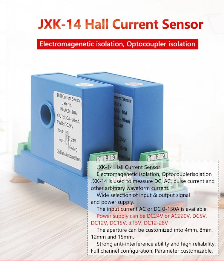 Hall Effect 0-10V 4-20mA 1-5V DC Output AC Current Sensor 2 Wire Current Transmitter DC24V Power Current Transducer for Sale