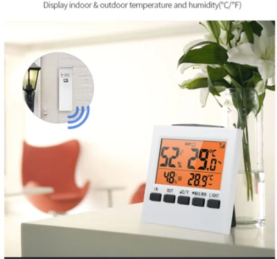Wireless Temperature and Humidity Monitor with Backlit and Alarm Alerts