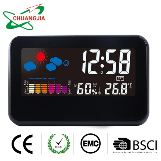 Thermometer Wireless Temperature and Humidity Monitor with Backlight & Alarm Clock for Home Hotel Room
